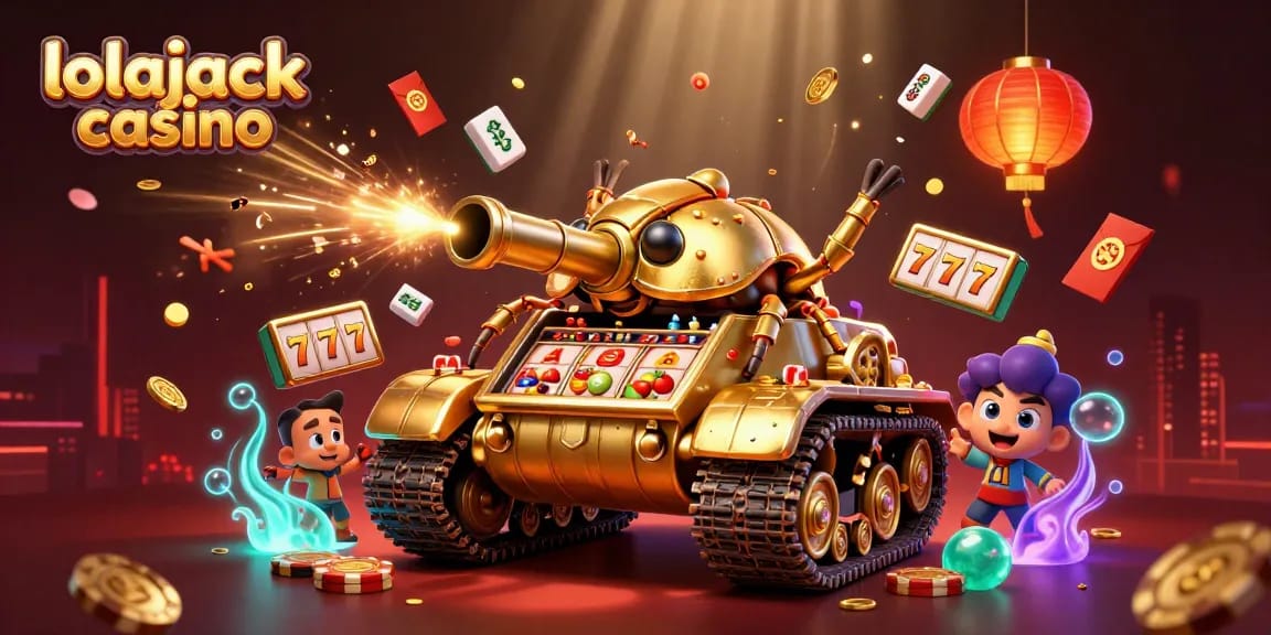 Experience the excitement of lolajack casino with a massive golden beetle tank featuring a vibrant miniature casino inside.