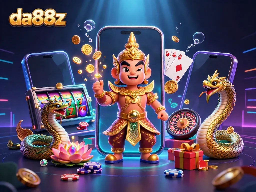 Engage with thrilling slot adventures at da88z, featuring colorful reels and vibrant casino elements.