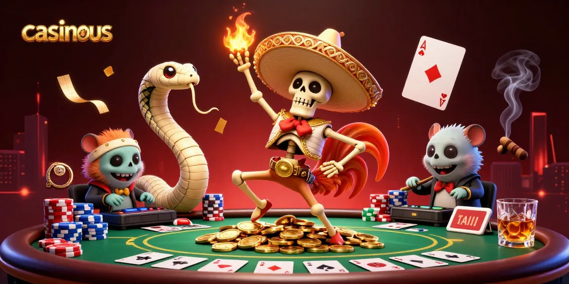 Experience thrilling poker action with casinous in a vibrant 3D digital casino scene.